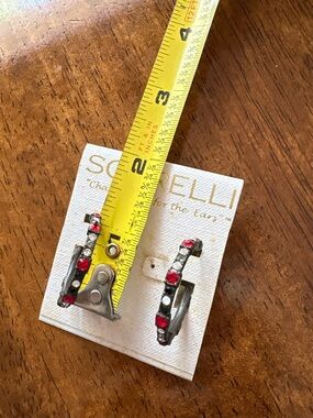 Sorrelli Red and Silver Crystal Hoop Earrings